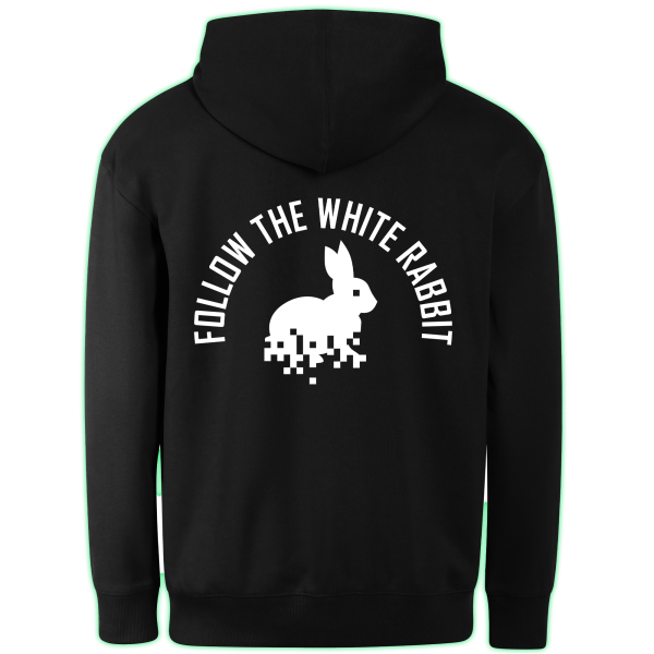 FOLLOW THE WHITE RABBIT hoodie back print