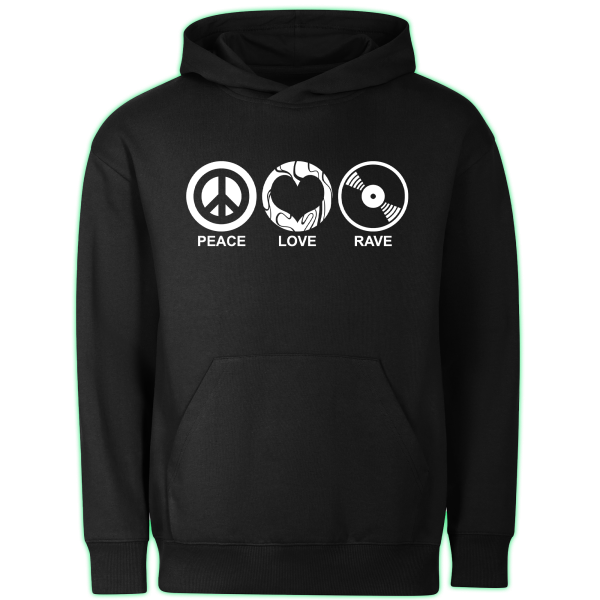 PEACE, LOVE, RAVE hoodie