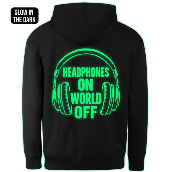 HEADPHONES ON WORLD OFF hoodie back print - Image 2