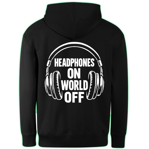 HEADPHONES ON WORLD OFF hoodie back print
