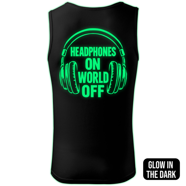 HEADPHONES ON WORLD OFF tank top men back print - Image 2