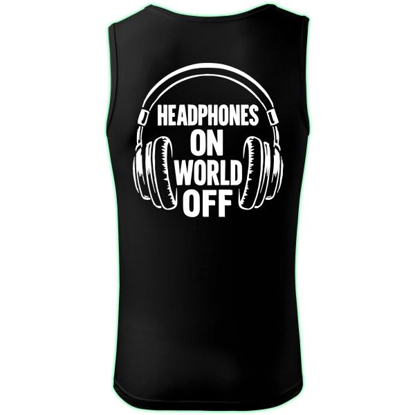 HEADPHONES ON WORLD OFF tank top men back print