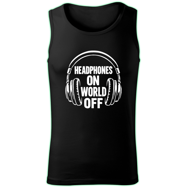 HEADPHONES ON WORLD OFF tank top men