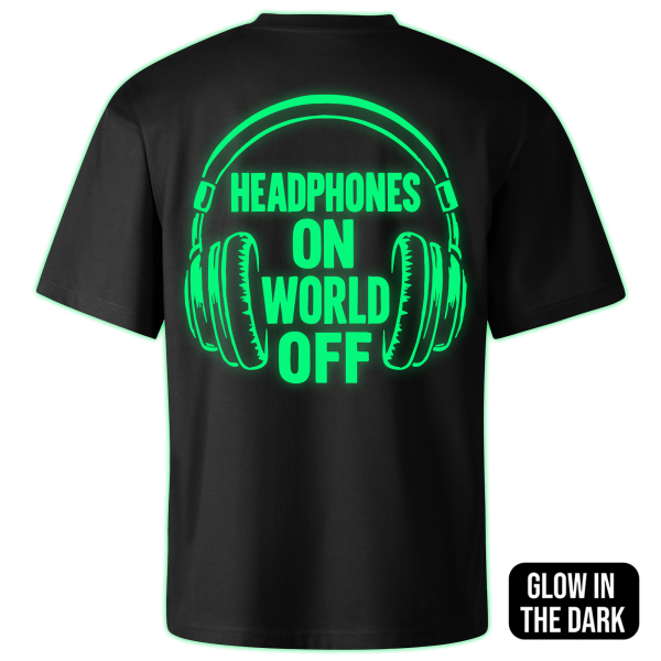 HEADPHONES ON WORLD OFF oversized t-shirt backprint - Image 2