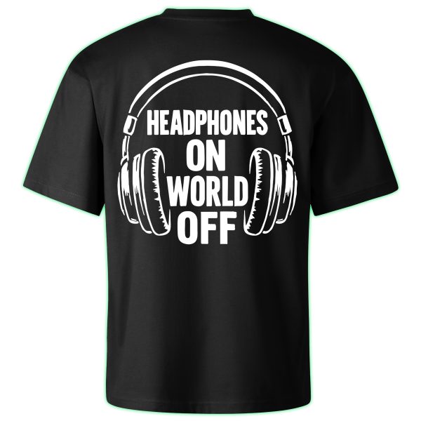 HEADPHONES ON WORLD OFF oversized t-shirt backprint
