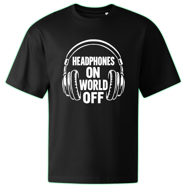 HEADPHONES ON WORLD OFF oversized t-shirt