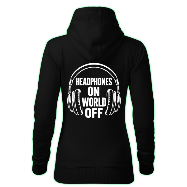 HEADPHONES ON WORLD OFF women's hoodie back print