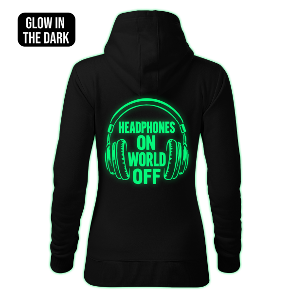 HEADPHONES ON WORLD OFF women's hoodie back print - Image 2