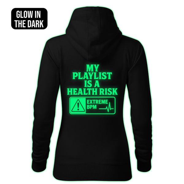 MY PLAYLIST IS A HEALTH RISK women's hoodie back print - Image 2