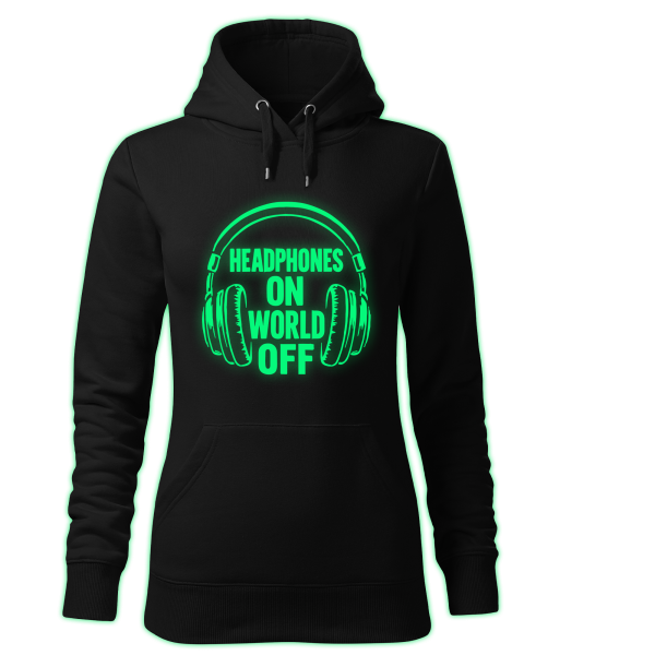 HEADPHONES ON WORLD OFF women's hoodie - Image 2