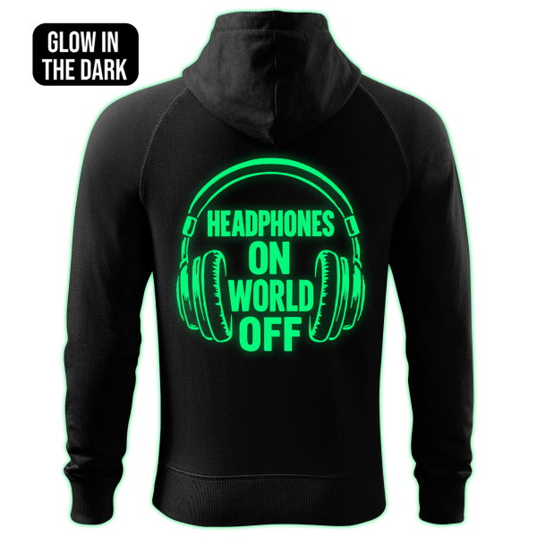 HEADPHONES ON WORLD OFF zipped hoodie - Image 2