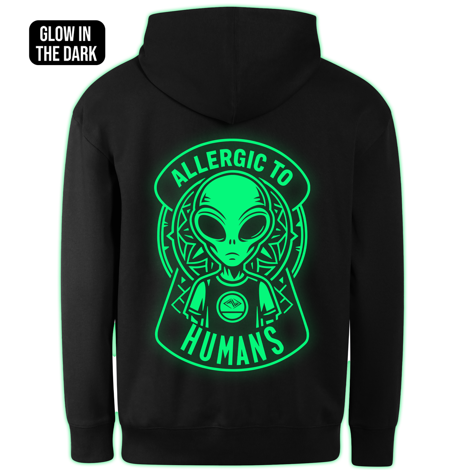 ALLERGIC TO HUMANS hoodie back print - Image 2