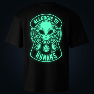 ALLERGIC TO HUMANS oversized t-shirt backprint