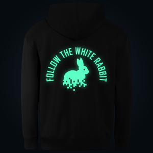 FOLLOW THE WHITE RABBIT hoodie back print