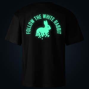 Follow the white rabbit oversized t-shirt backprint