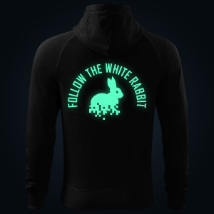 FOLLOW THE WHITE RABBIT zipped hoodie