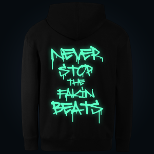 NEVER STOP hoodie back print