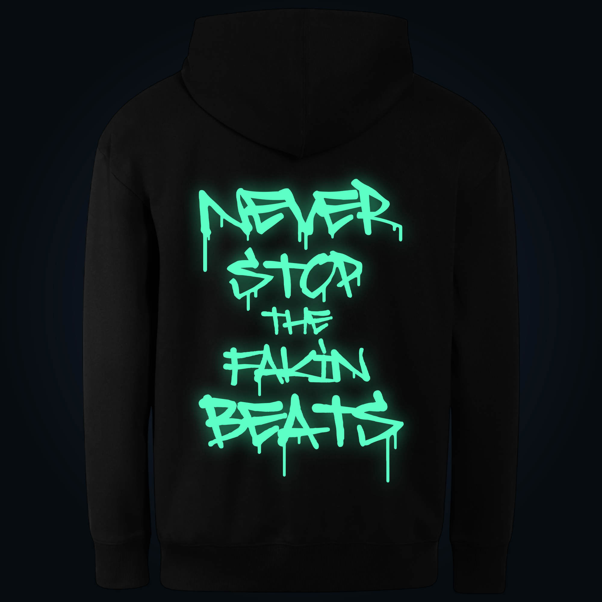 NEVER STOP hoodie back print