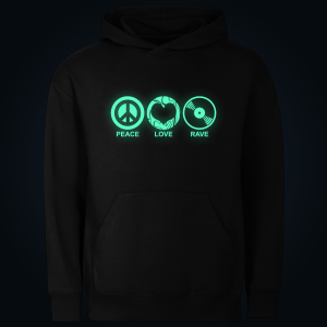 PEACE, LOVE, RAVE hoodie
