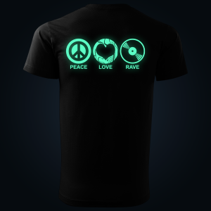 Peace, Love, Rave back print