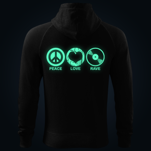 Peace, Love, Rave zipped hoodie