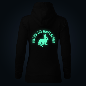 Follow The White Rabbit women's hoodie back print