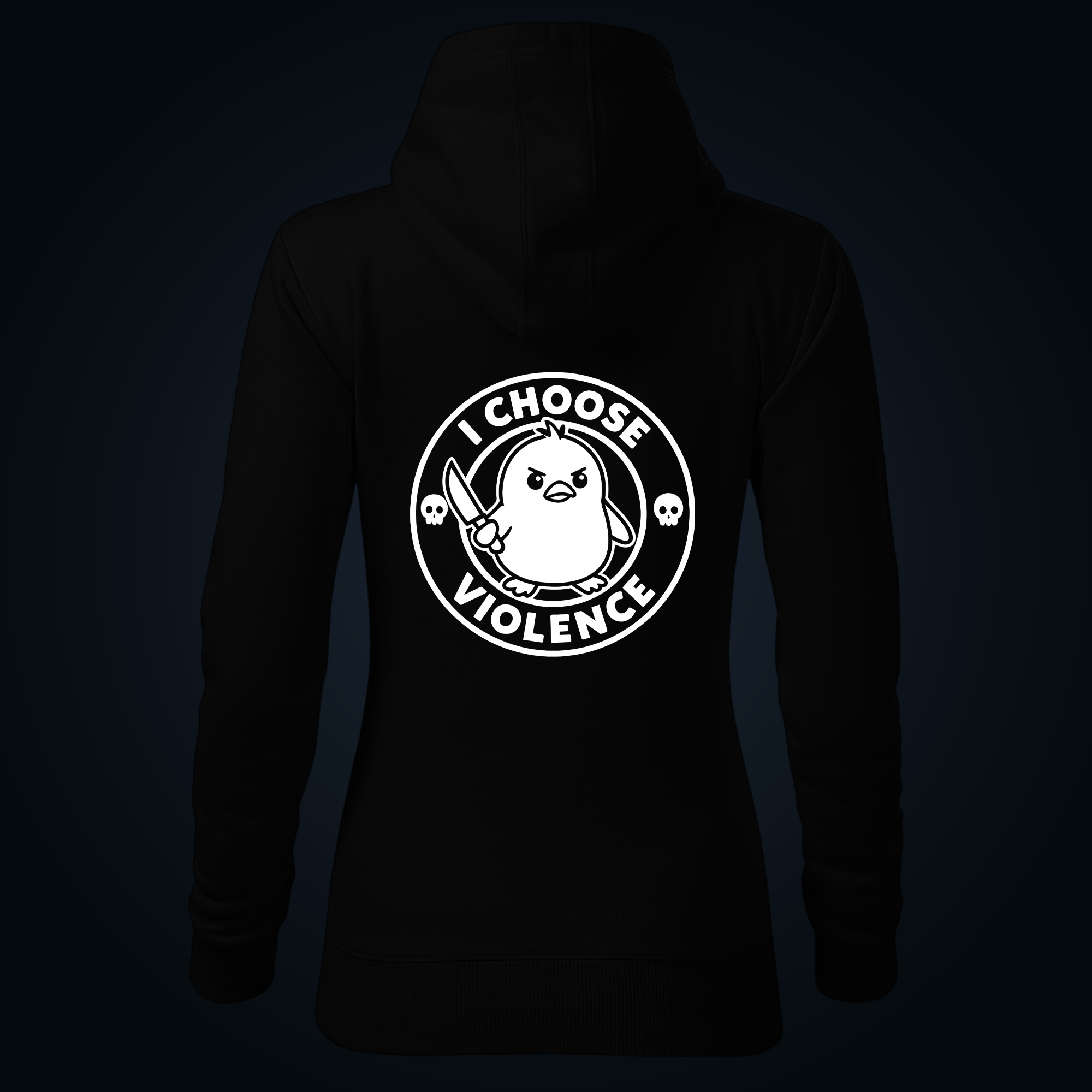 I CHOOSE VIOLENCE women's hoodie back print - Image 2