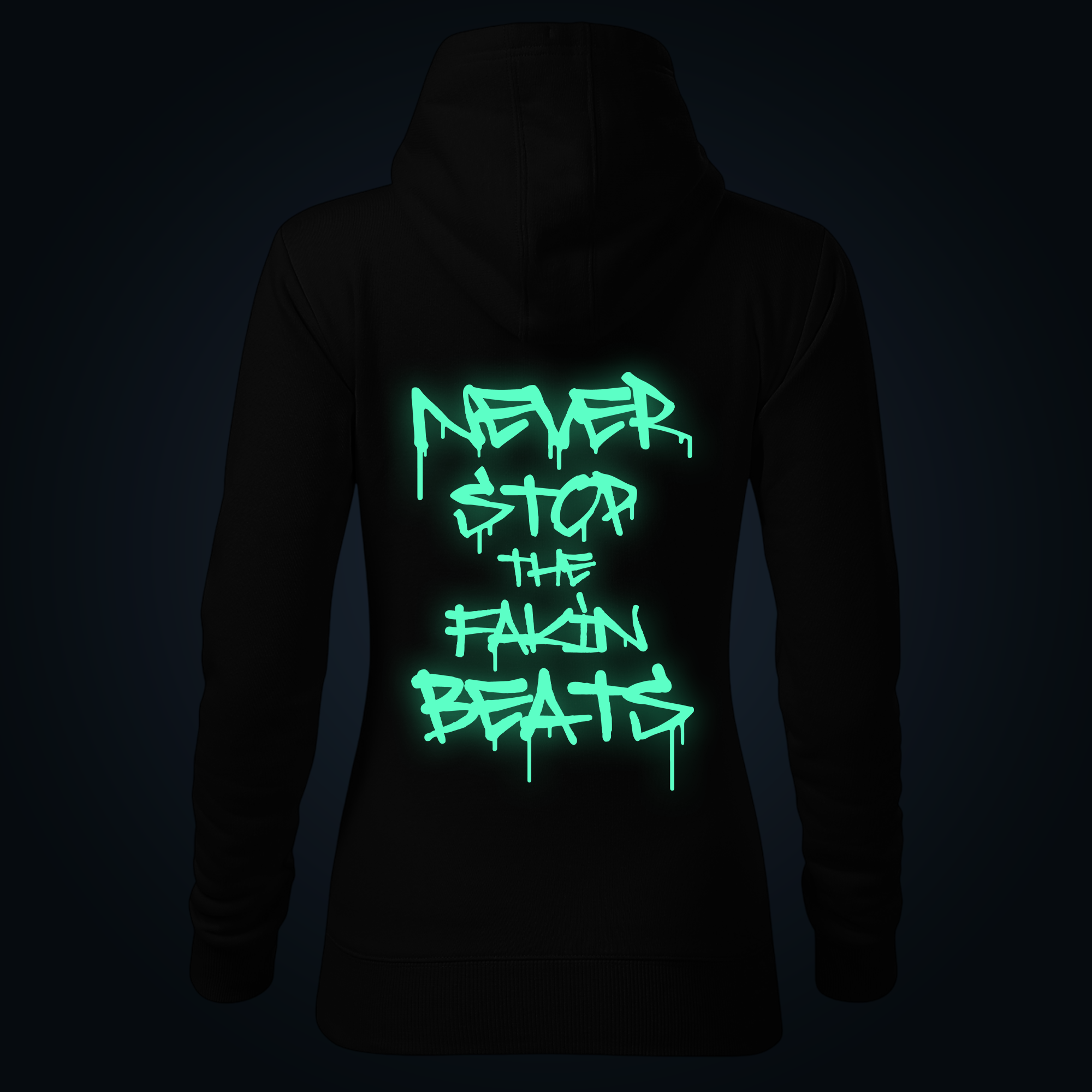 Never Stop women's hoodie back print