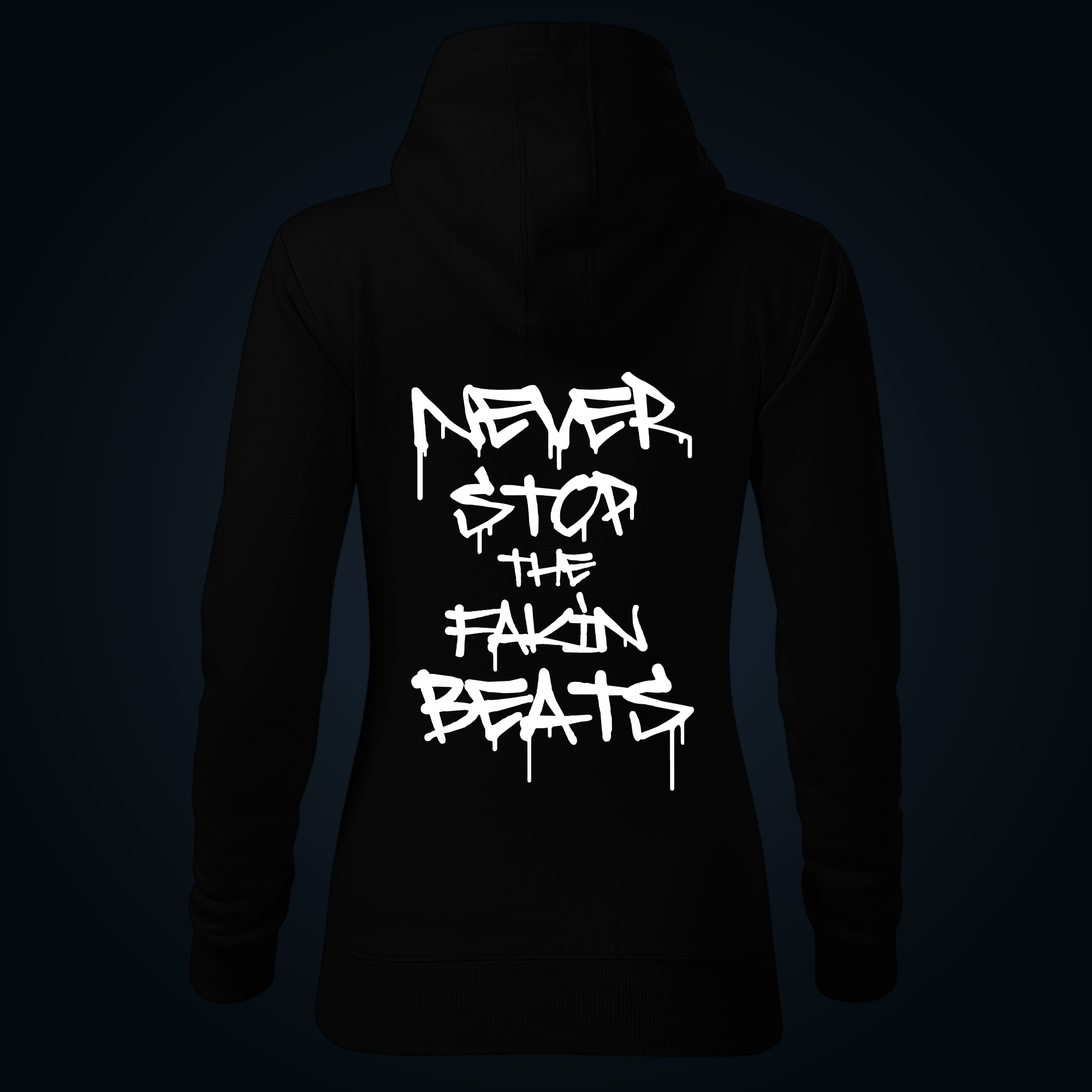 Never Stop women's hoodie back print - Image 2