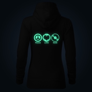 Peace Love Rave women's hoodie back print