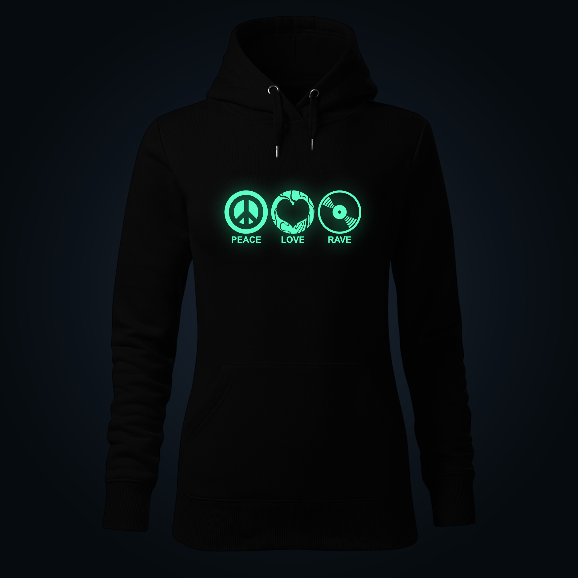 Peace Love Rave women's hoodie