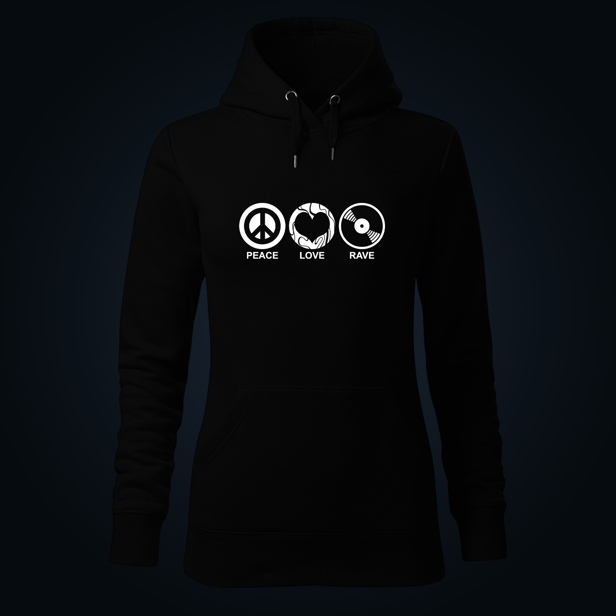 Peace Love Rave women's hoodie - Image 2