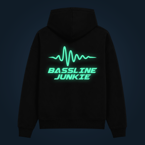 BASSLINE JUNKIE hoodie back print