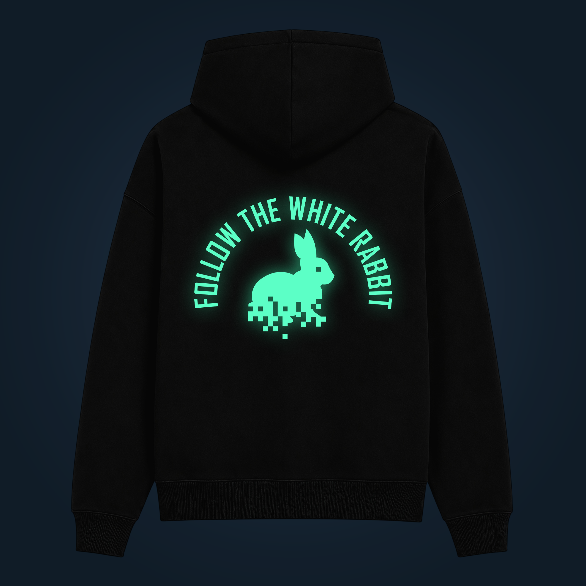 FOLLOW THE WHITE RABBIT hoodie back print