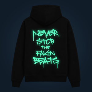 NEVER STOP hoodie back print