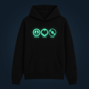 PEACE, LOVE, RAVE hoodie