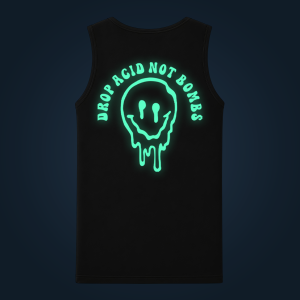 Drop Acid Not Bombs tank top men back print