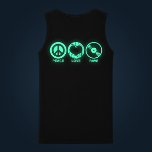 Peace, Love, Rave tank top men back print