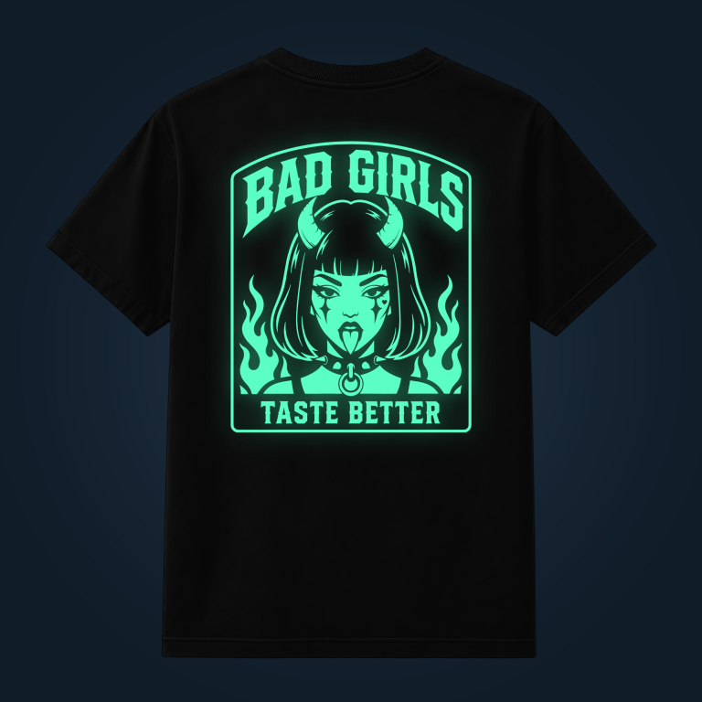 TSHIRT BAD GIRLS TASTE BETTER BACKPRINT GREEN