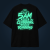 5 AM glow in the dark oversized T-shirt with back print with green glow