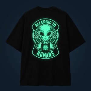 ALLERGIC TO HUMANS oversized t-shirt backprint