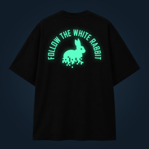 Follow the white rabbit oversized t-shirt backprint