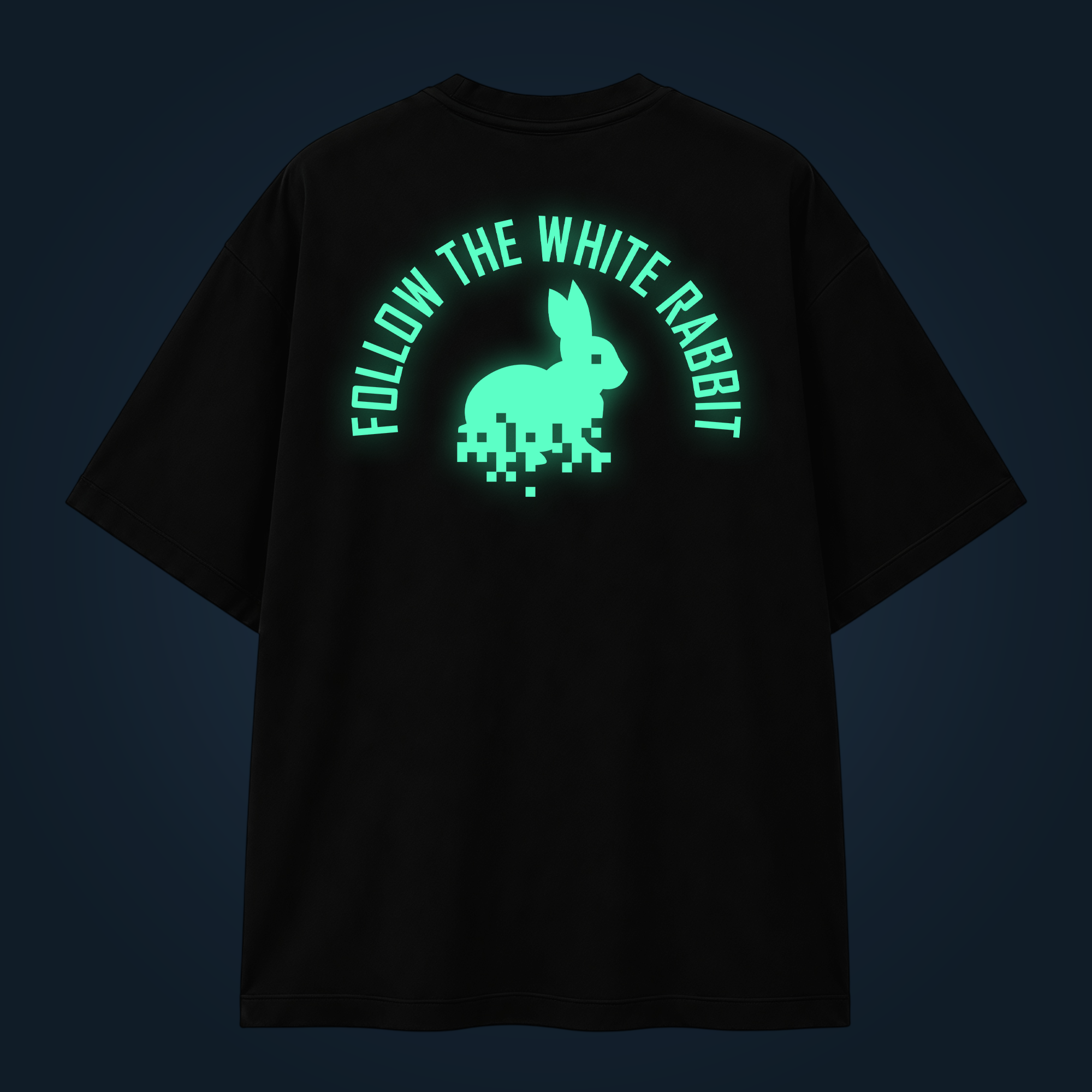 Follow the white rabbit oversized t-shirt backprint