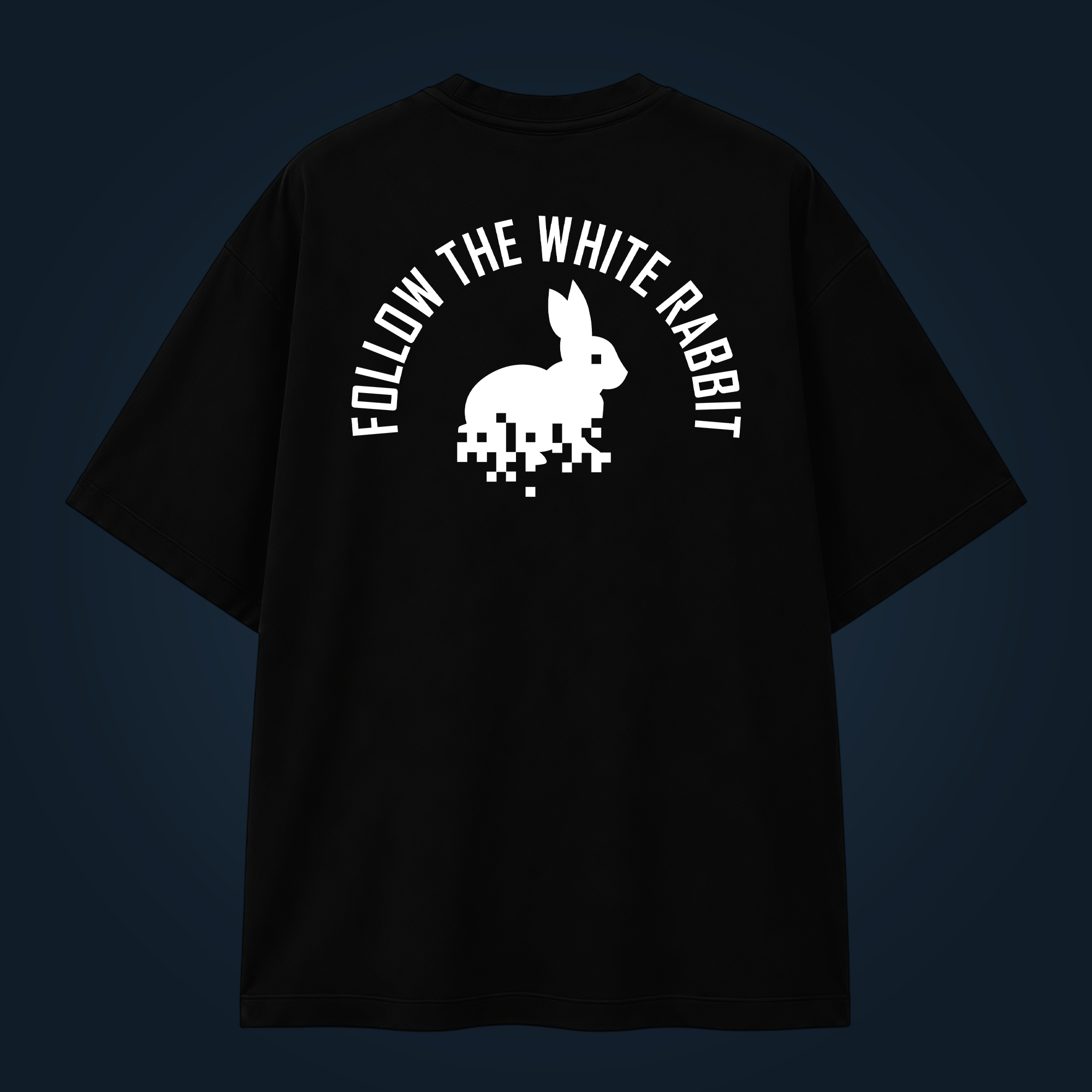 Follow the white rabbit oversized t-shirt backprint - Image 2