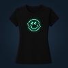 GLITCHED glow in the dark women's T-shirt with back print with green glow