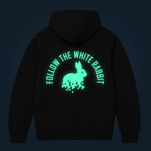 FOLLOW THE WHITE RABBIT zipped hoodie