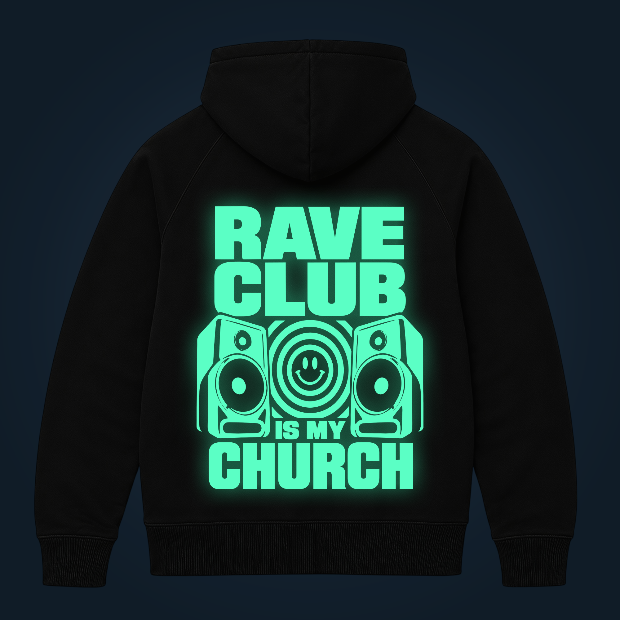 RAVE CLUB IS MY CHURCH zipped hoodie