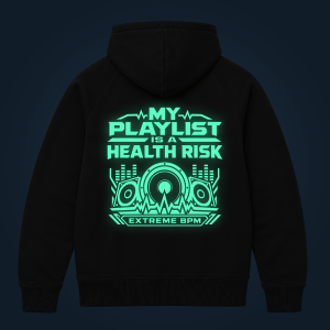 MY PLAYLIST IS A HEALTH RISK zipped hoodie