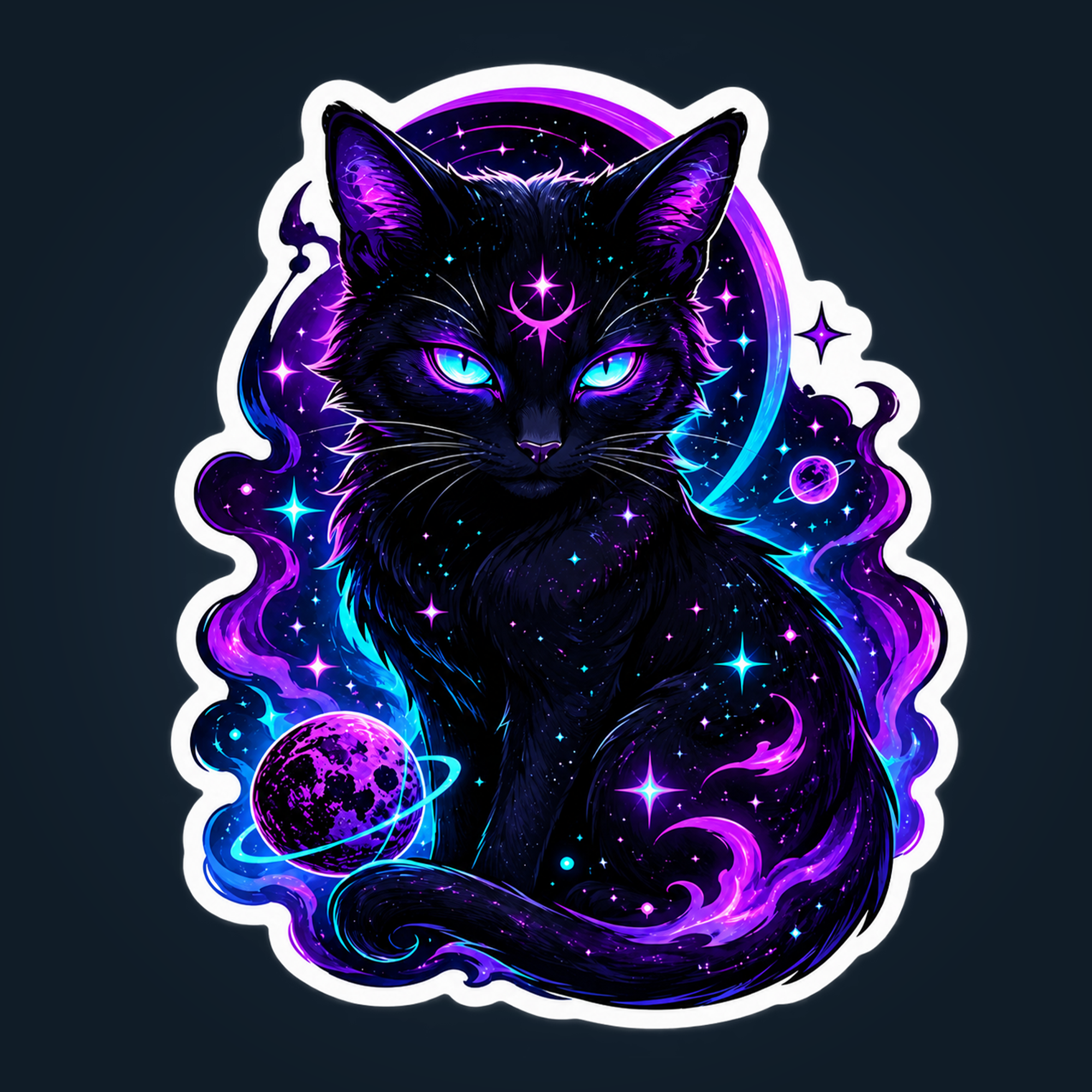 SPACE CAT STICKER 80 × 95 mm