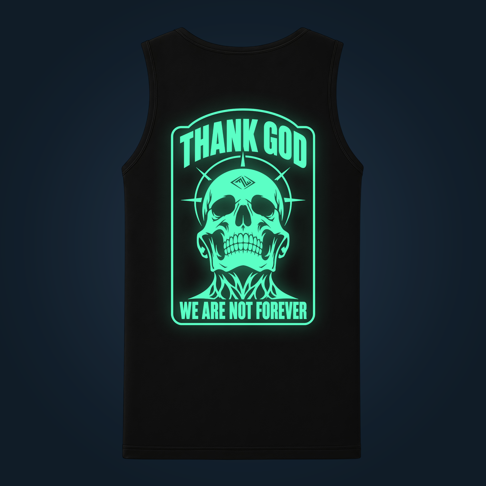 THANK GOD tank top men back print